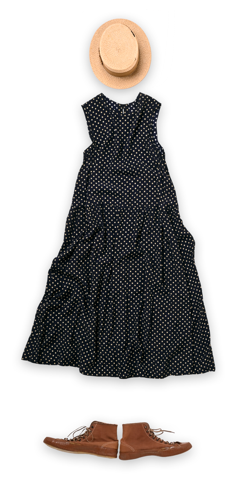 45Rレーヨンダンプドットプリントのドレス-